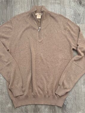 Tulliano Silk Cotton Blend Men's Mock Neck 1/4 Zip Sweater Medium NWOT